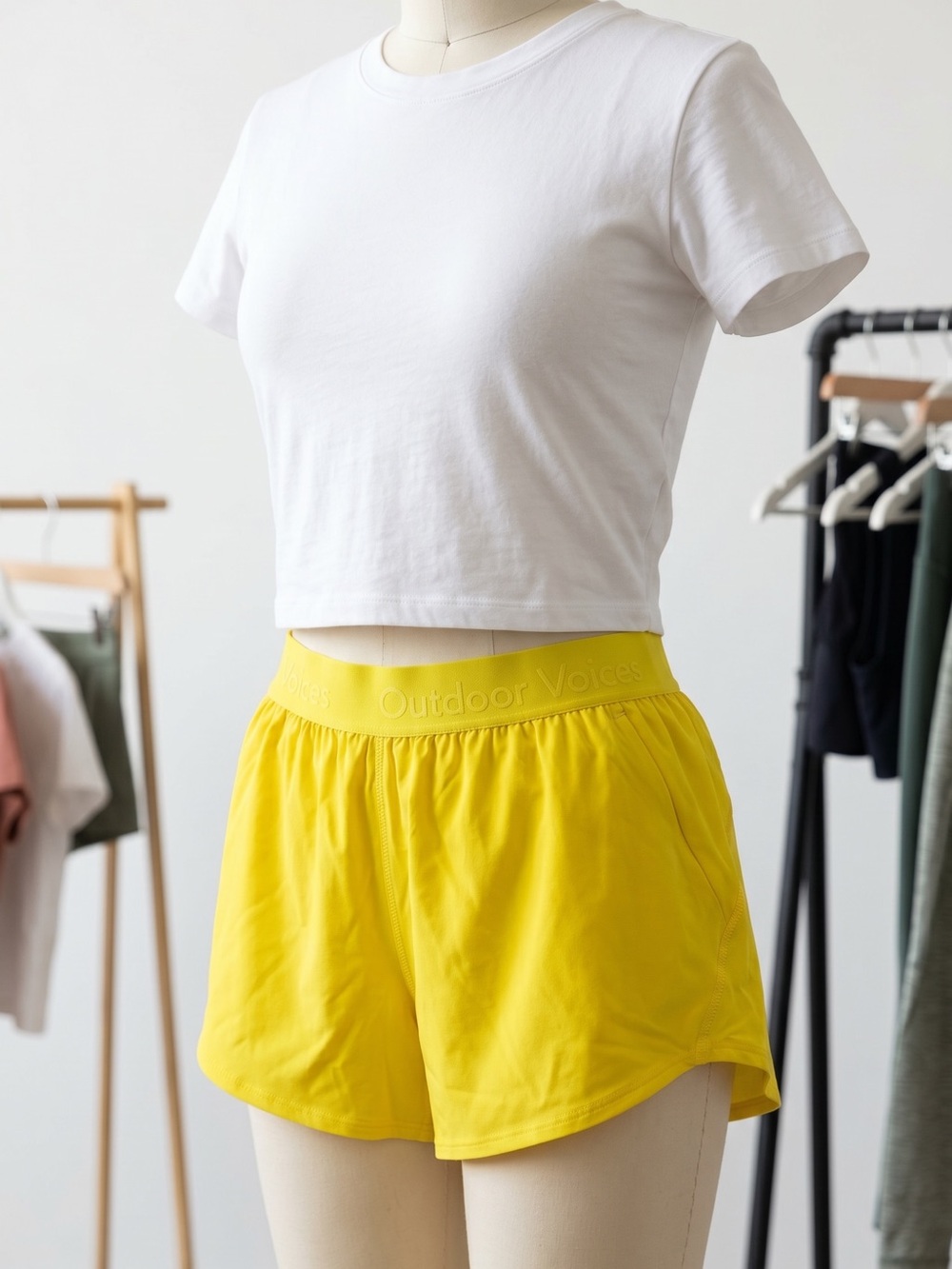 Outdoor Voices Bright Yellow Athletic Running Shorts